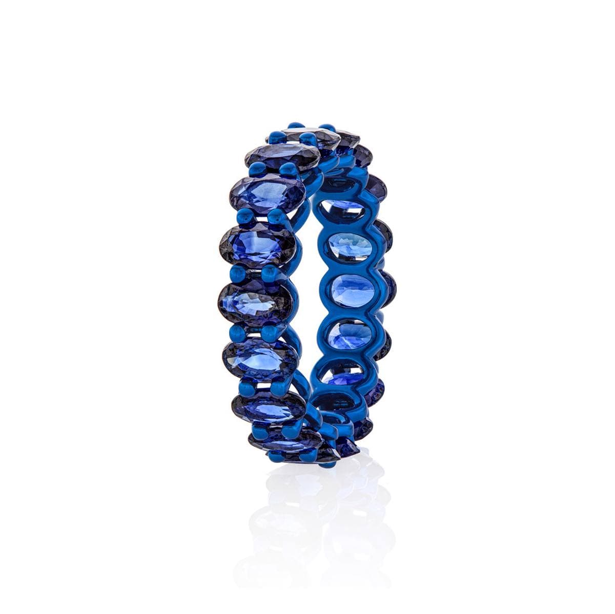 Oval Sapphire and Blue Gold Eternity Band 1