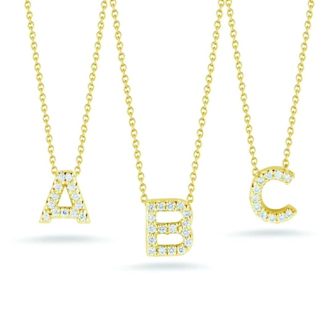 Ouslier 925 Sterling Silver Personalized Monogram Necklace and Earrings Set  (Golden) : Clothing, Shoes & Jewelry 