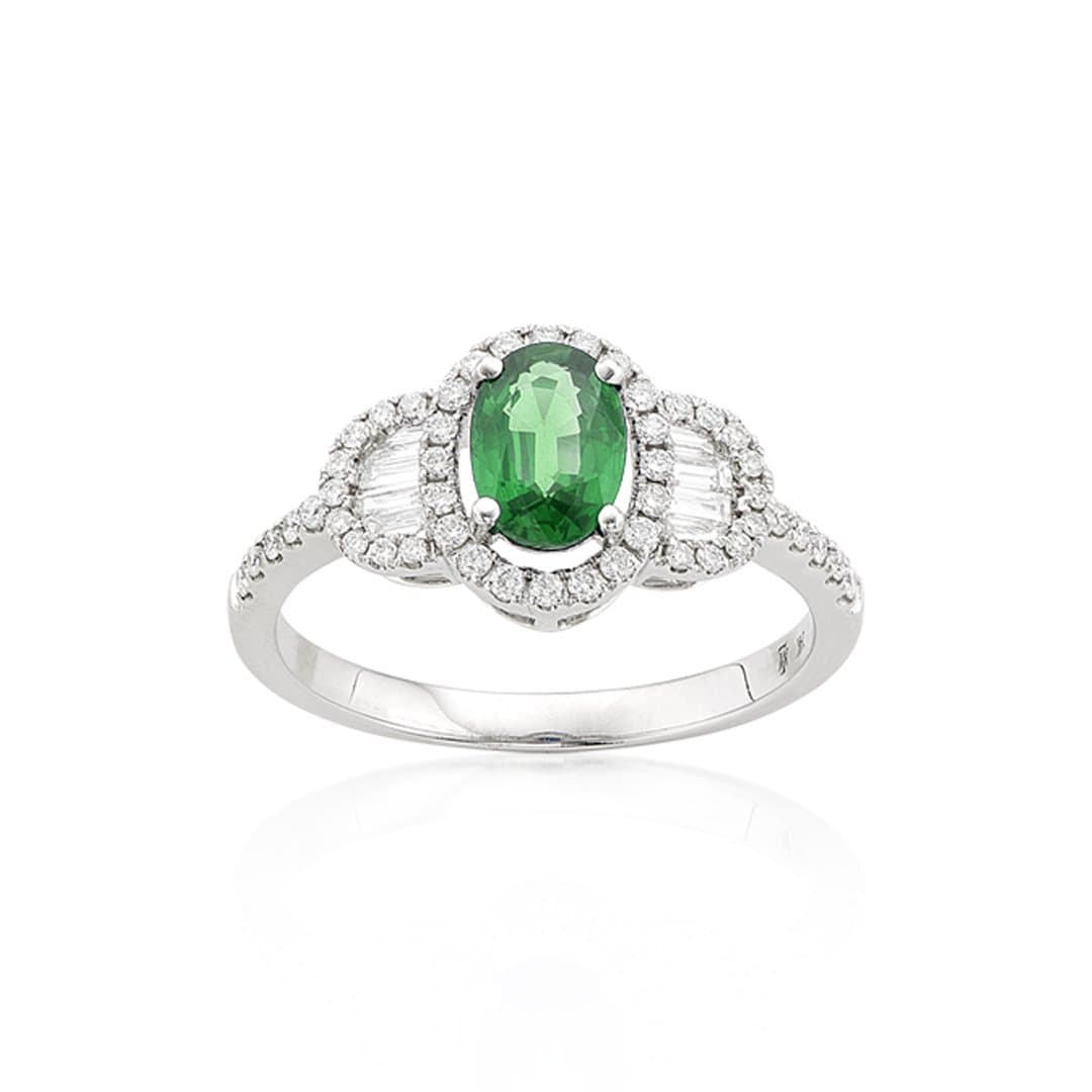 Diamond Ring with Oval Emerald