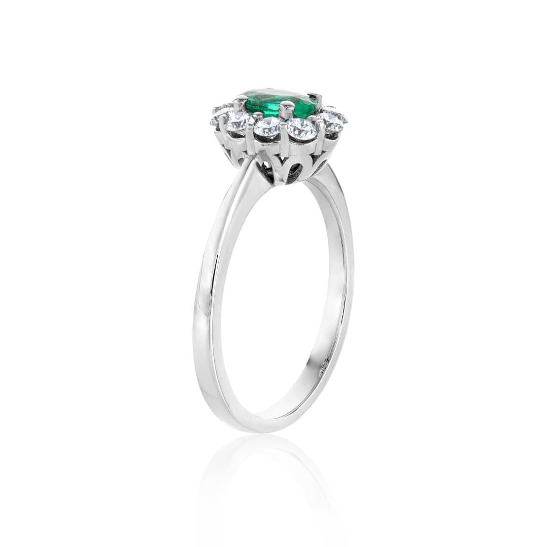 Halo Half-Carat Emerald and Diamond Ring 1
