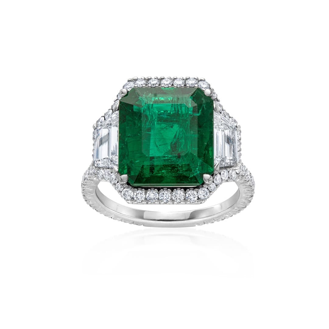 6.38 CT Emerald and Diamond White Gold Ring 1
