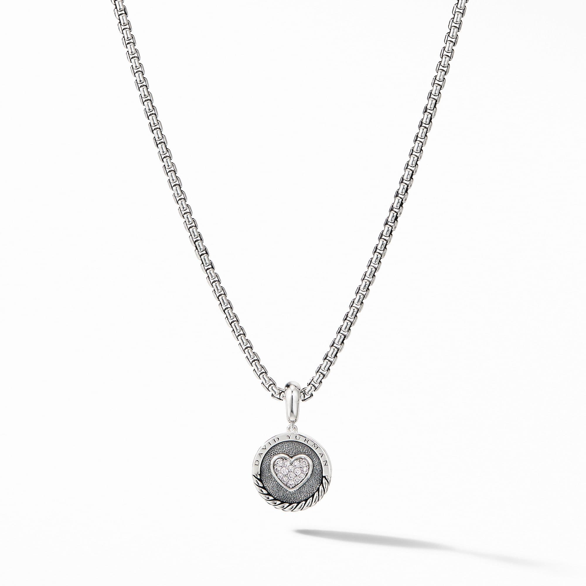 David Yurman Heart Charm Pendant in Sterling Silver with Diamonds
