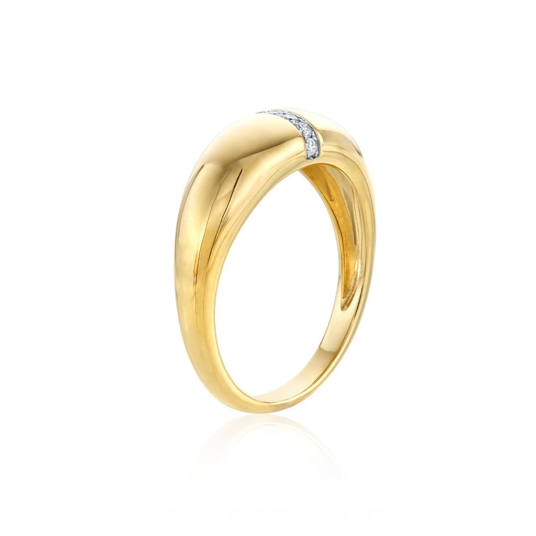 Domed Yellow Gold and Diamond Ring 1