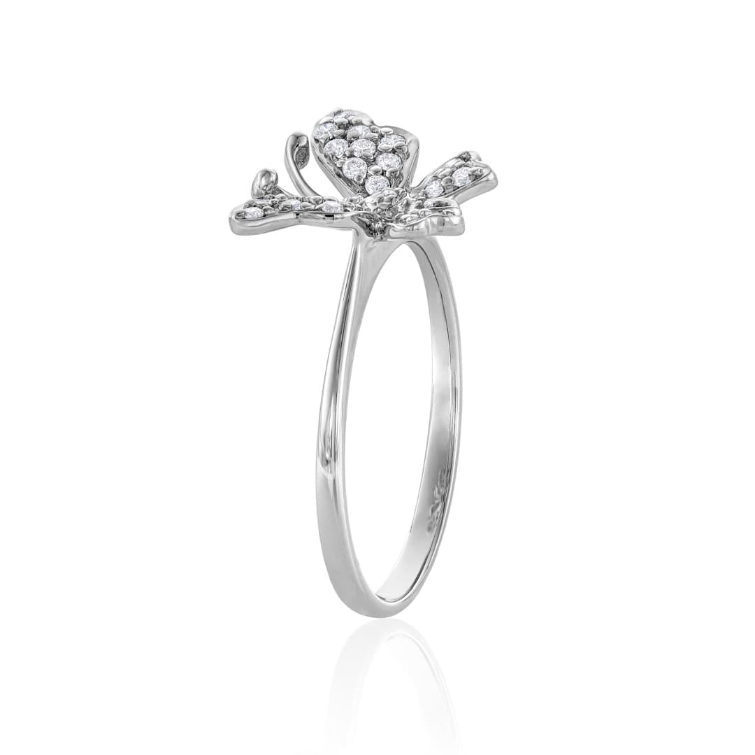 Diamond and White Gold Butterfly Ring 1