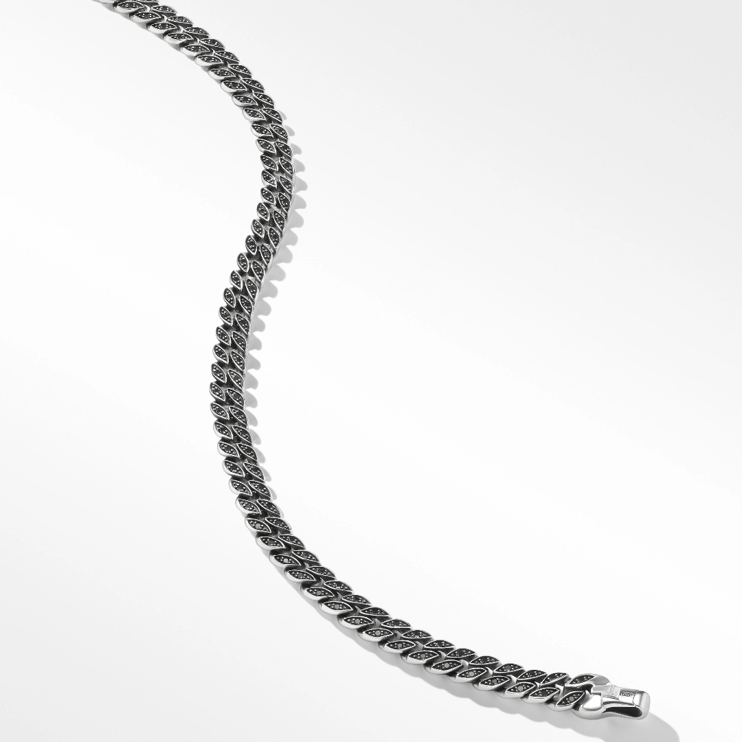 David Yurman Men's Curb Chain Bracelet with Pave Black Diamonds, size large 1