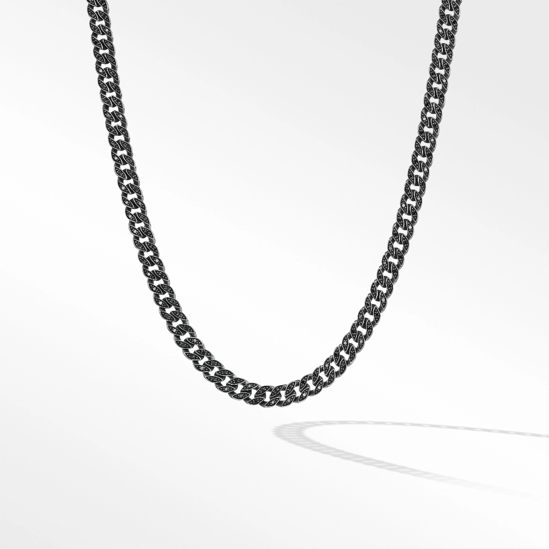 David Yurman Men's Black Diamond Curb Chain Necklace 0