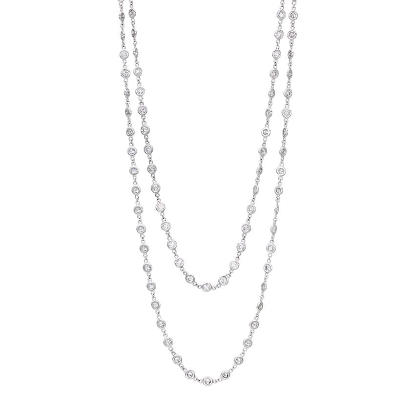 10.00 CTW Bezel Set Diamond Eyeglass Chain Necklace, 35 Inches