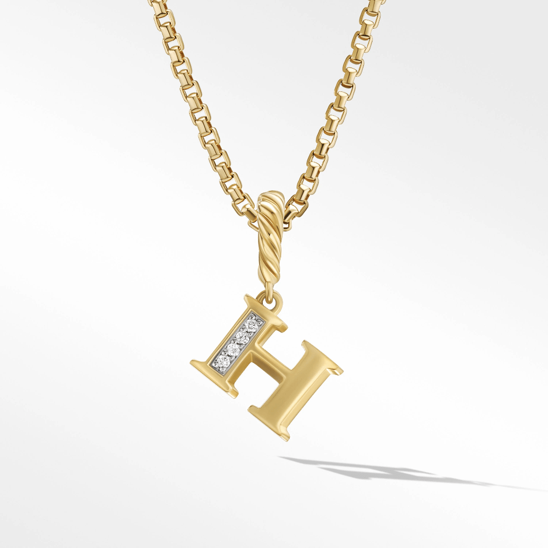 Initial Charm - Memorial Jewelry | laurelbox H / Gold