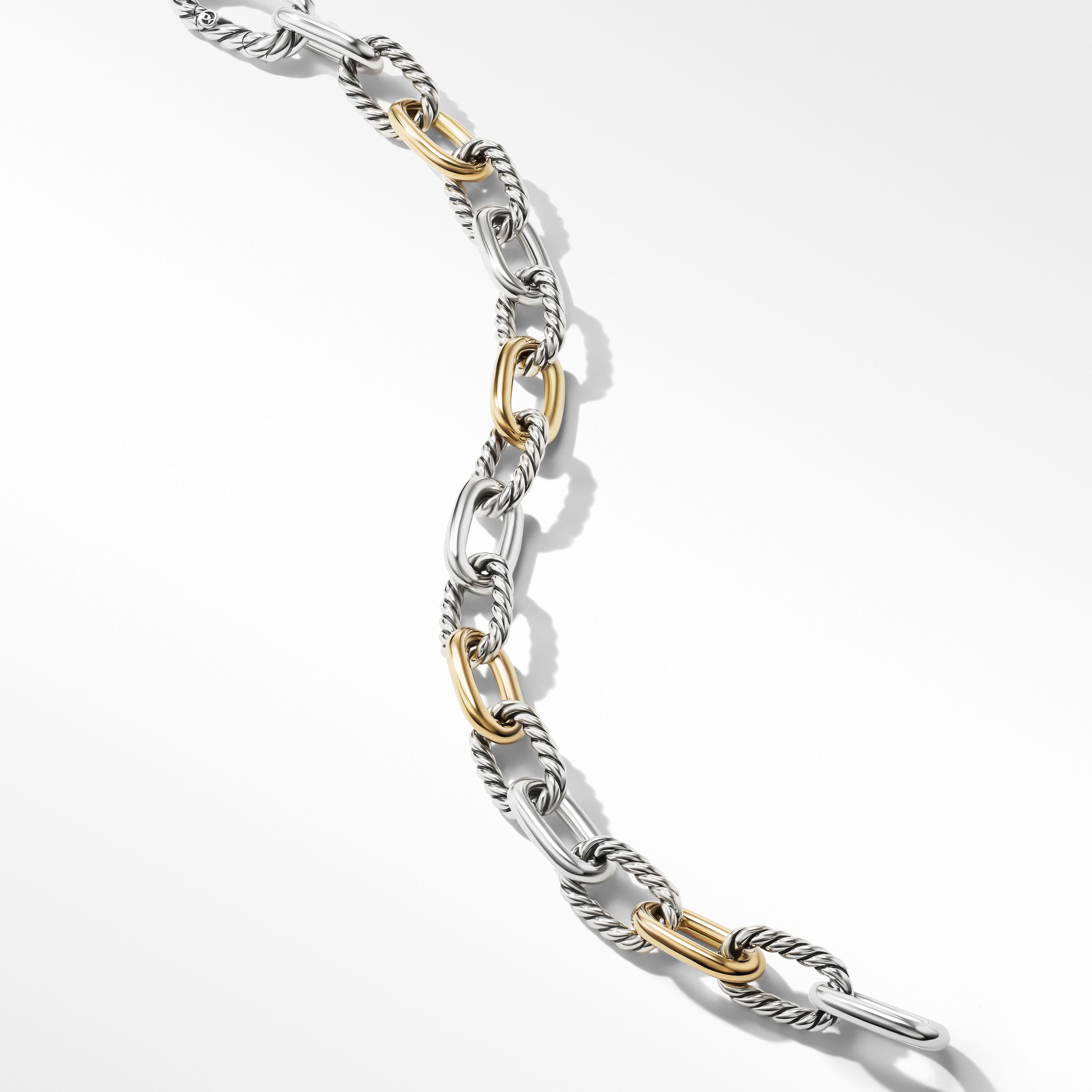 David Yurman DY Madison Chain 8.5mm Bracelet in Sterling Silver with 18k Yellow Gold, size large 2