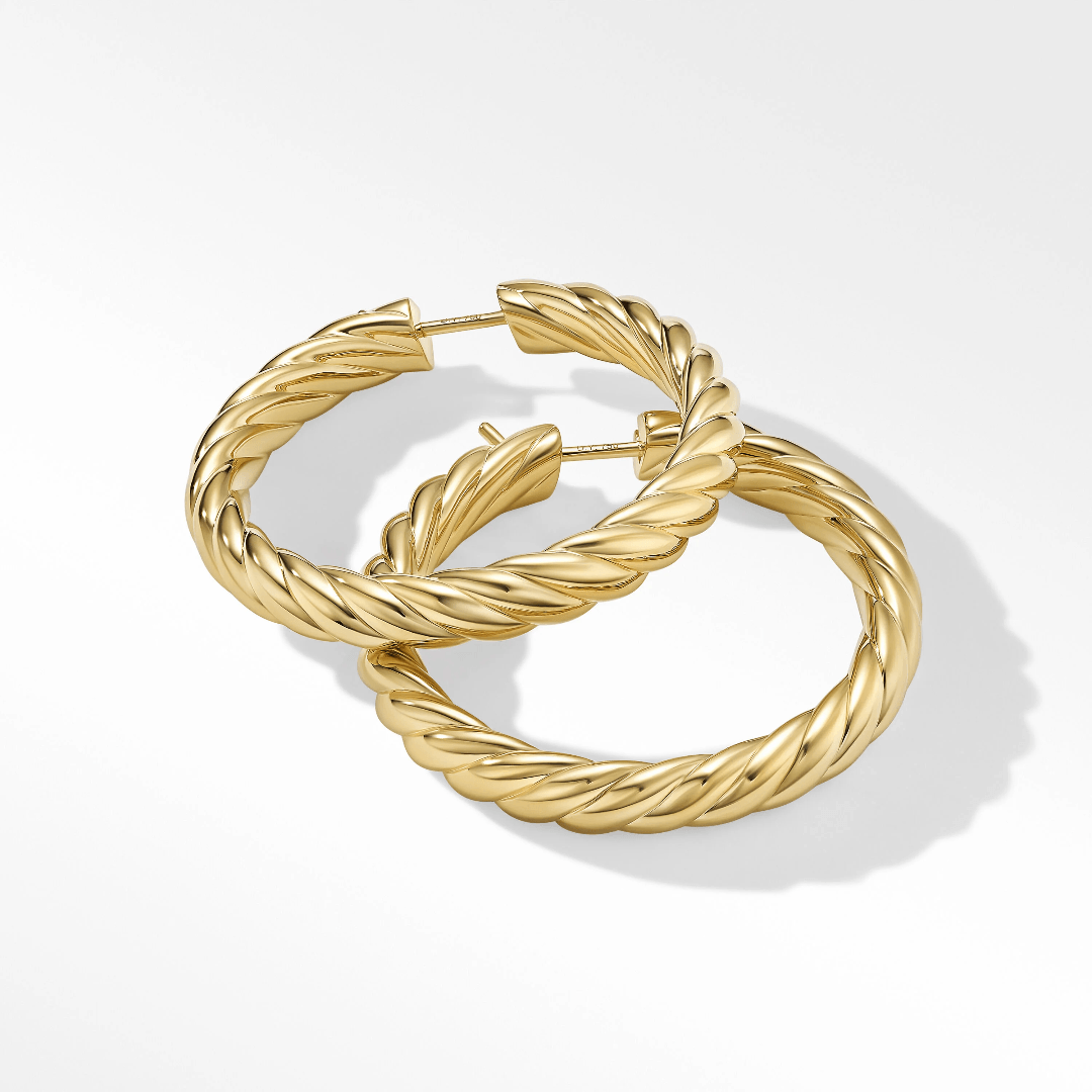 David Yurman Sculpted Cable Hoops in 18k Yellow Gold 1