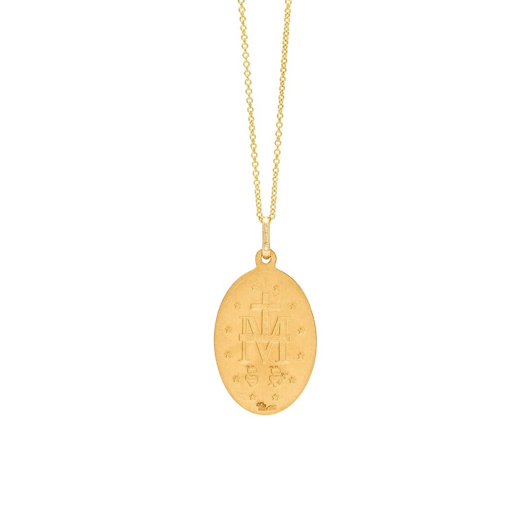 Miraculous Medal Pendant Necklace in Yellow Gold 1