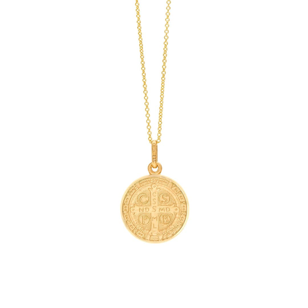 Saint Benedict Medal Pendant Necklace in Yellow Gold 1