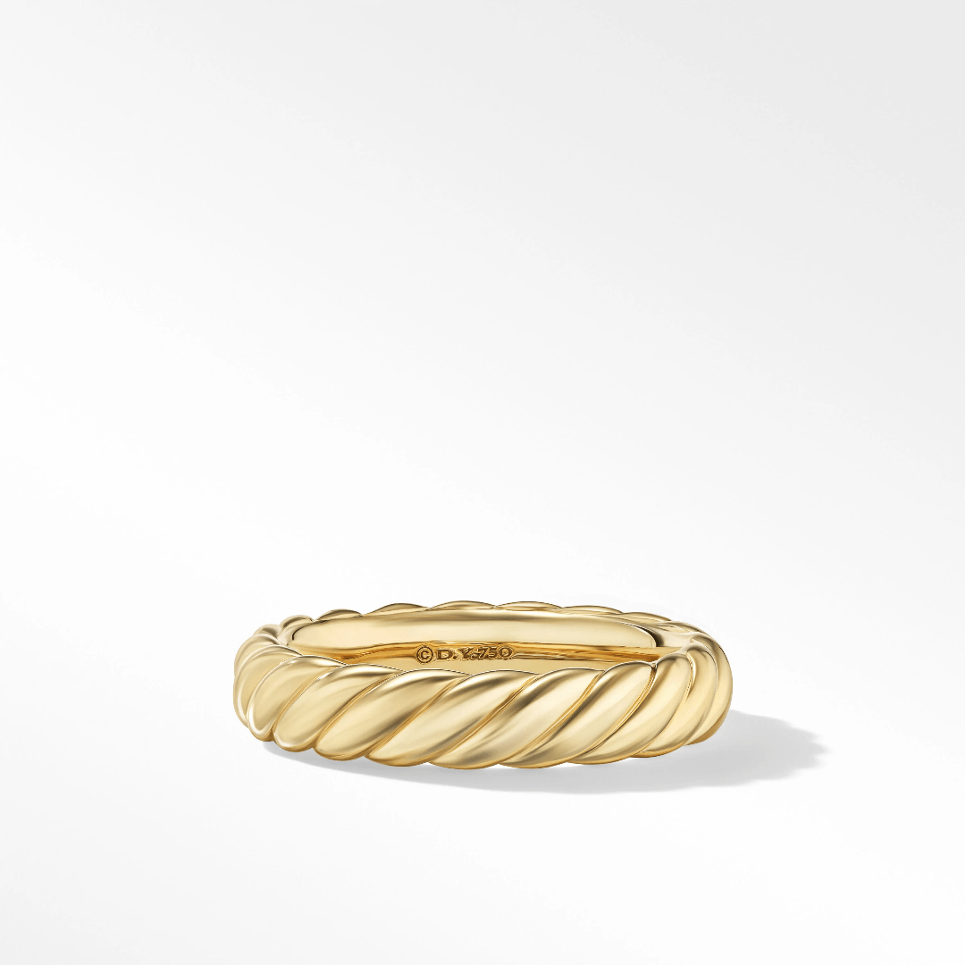 David Yurman Sculpted Cable 4.5mm Band in Yellow Gold, size 6 0