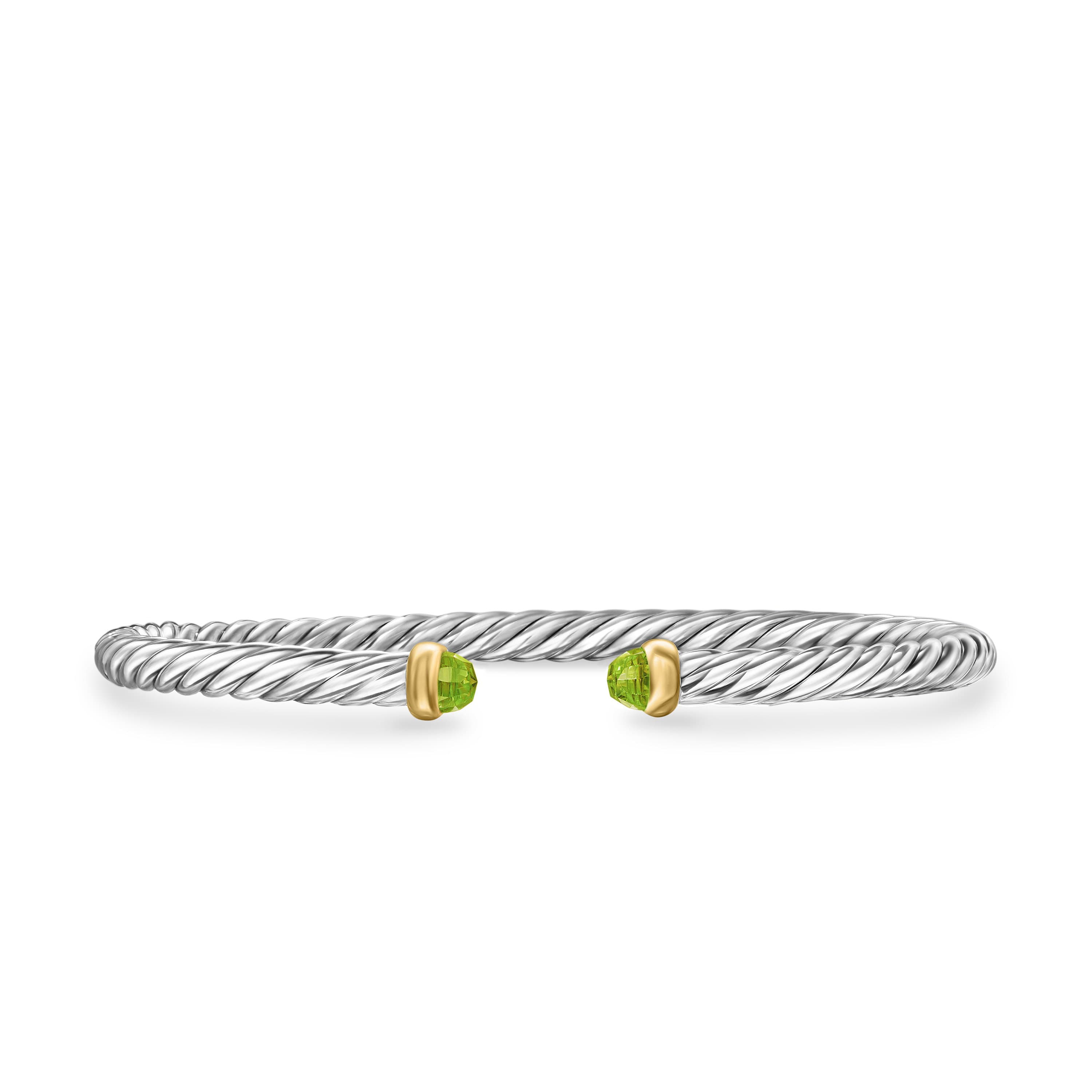David Yurman Cable Flex Sterling Silver Bracelet with Peridot, Size Medium 0