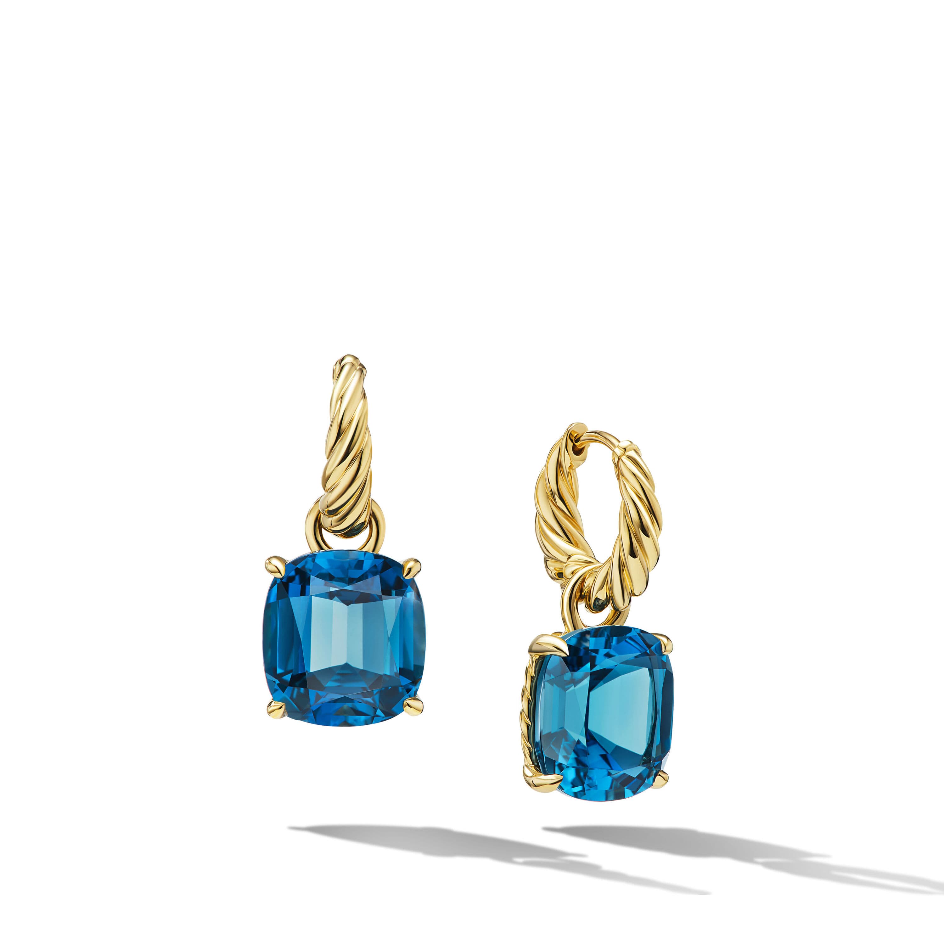 David Yurman Marbella Drop Earrings in Gold with Hampton Blue Topaz