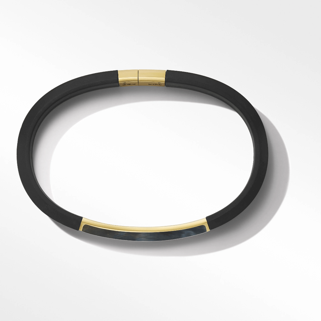 David Yurman Men's Streamline Rubber Bracelet with Pietersite in Yellow Gold 1