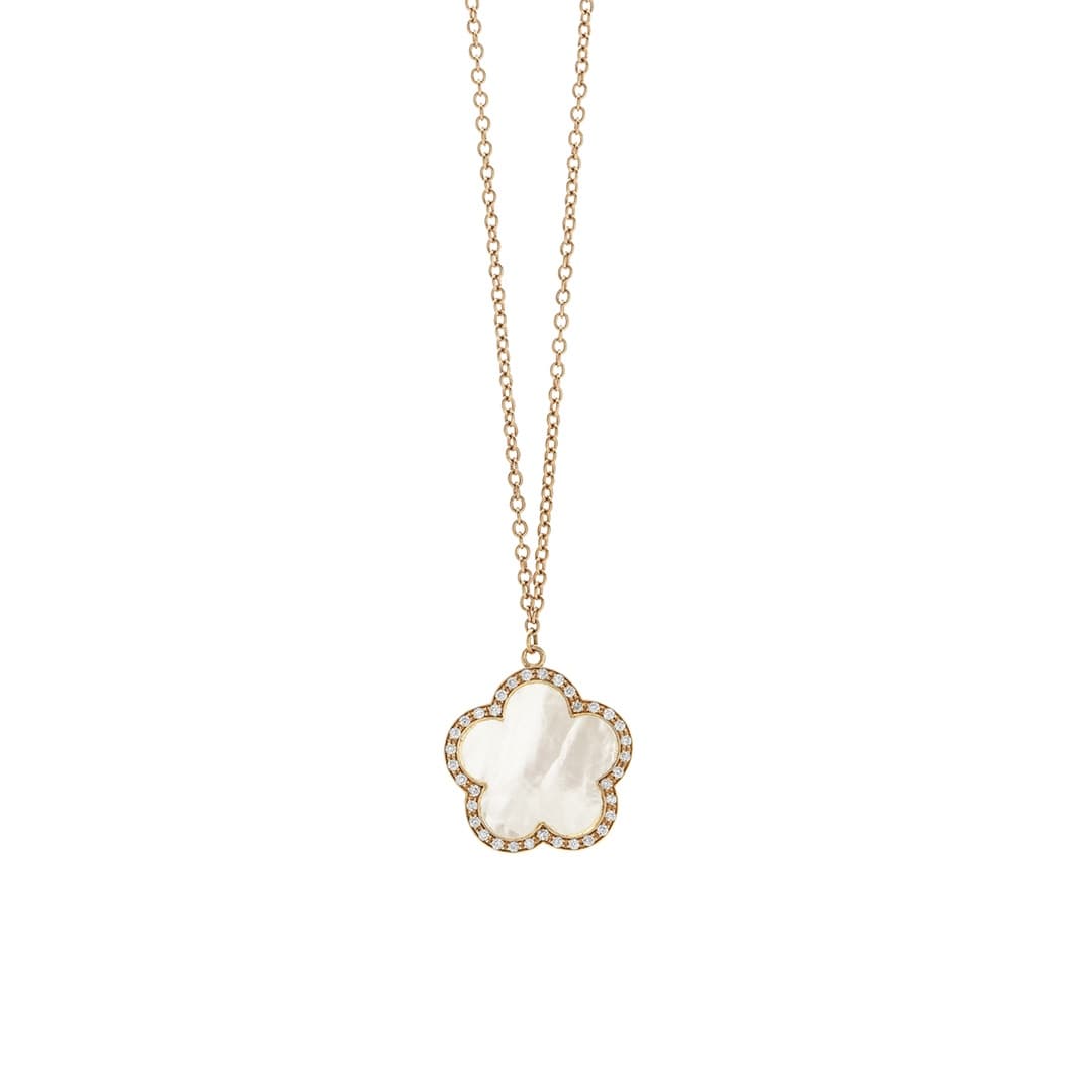 Mother of Pearl Floral Pendant Necklace