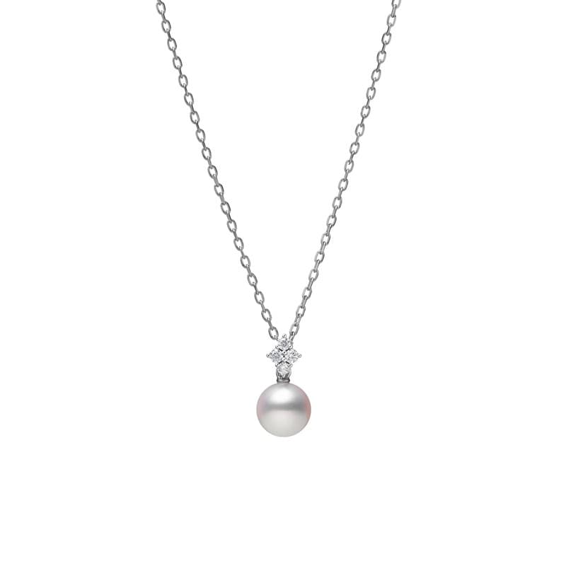 Mikimoto Classic Akoya Cultured Pearl and Diamond Pendant in 18K White Gold 0