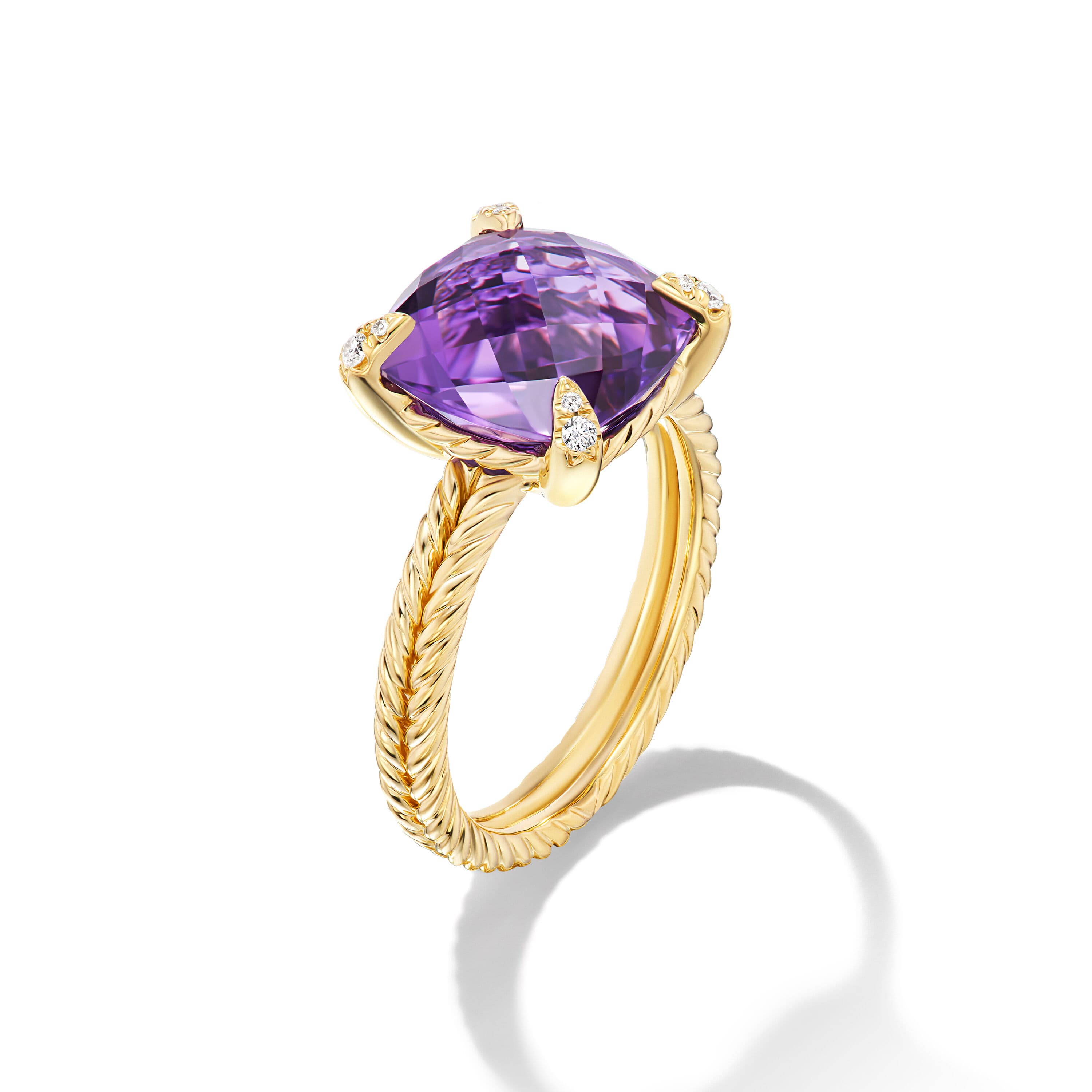 David Yurman Chatelaine Ring in 18K Yellow Gold with Amethyst and Diamonds 1