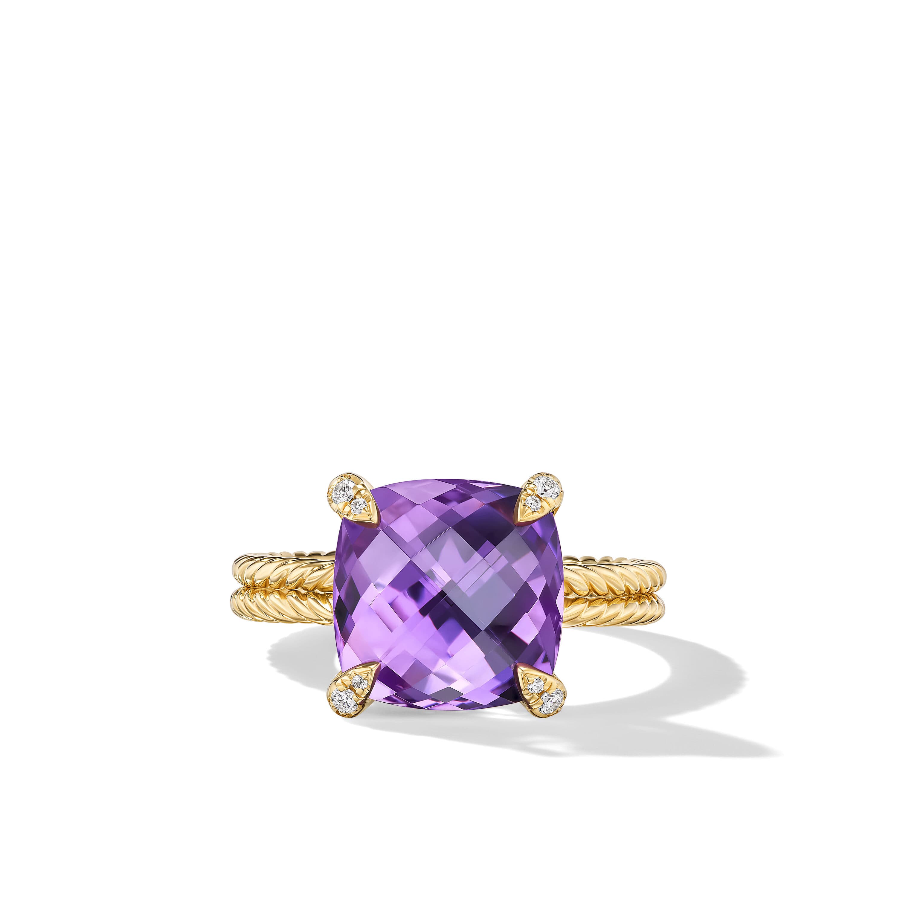 David Yurman Chatelaine Ring in 18K Yellow Gold with Amethyst and Diamonds 2