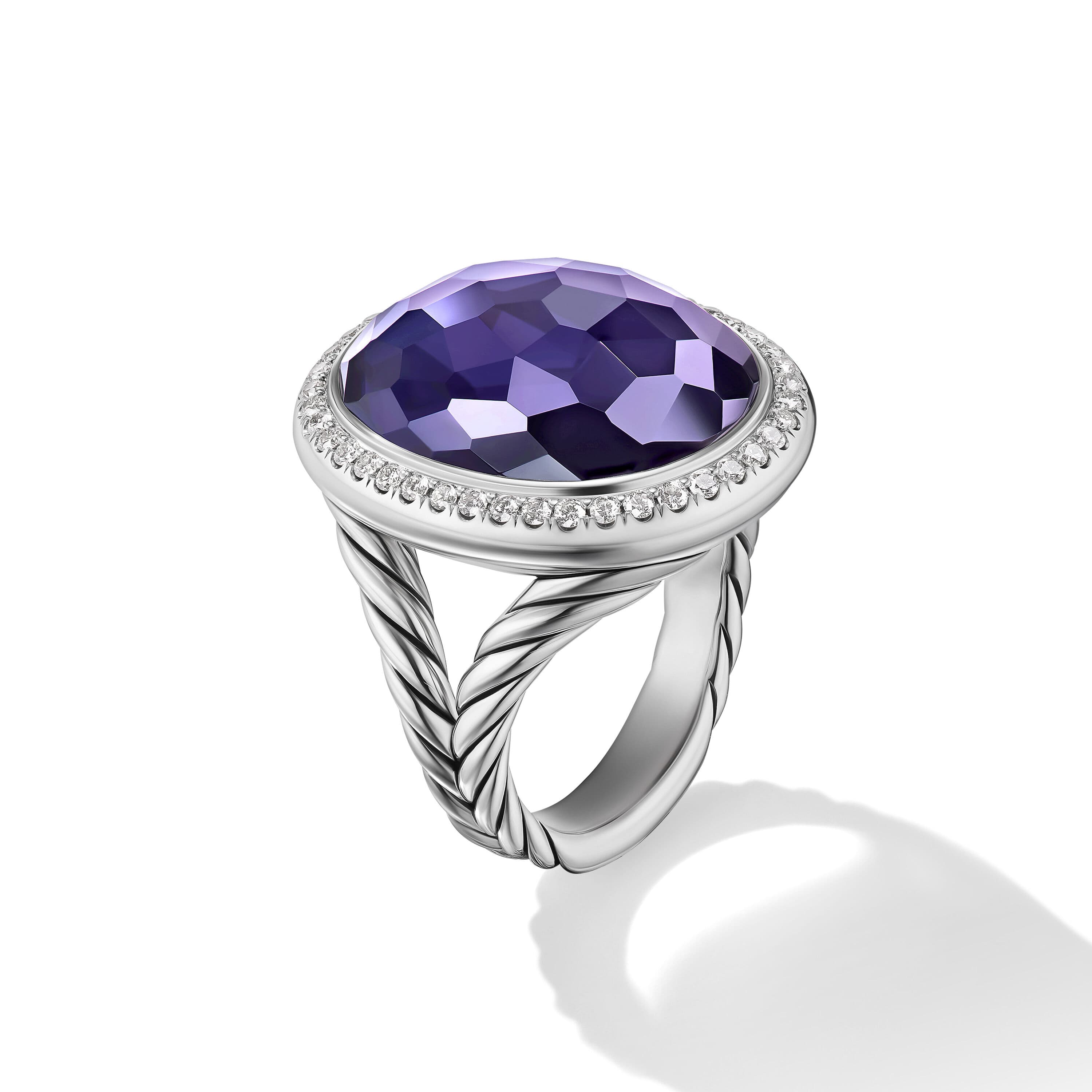David Yurman Albion Oval Ring in Sterling Silver with Black Orchid and Diamonds 1