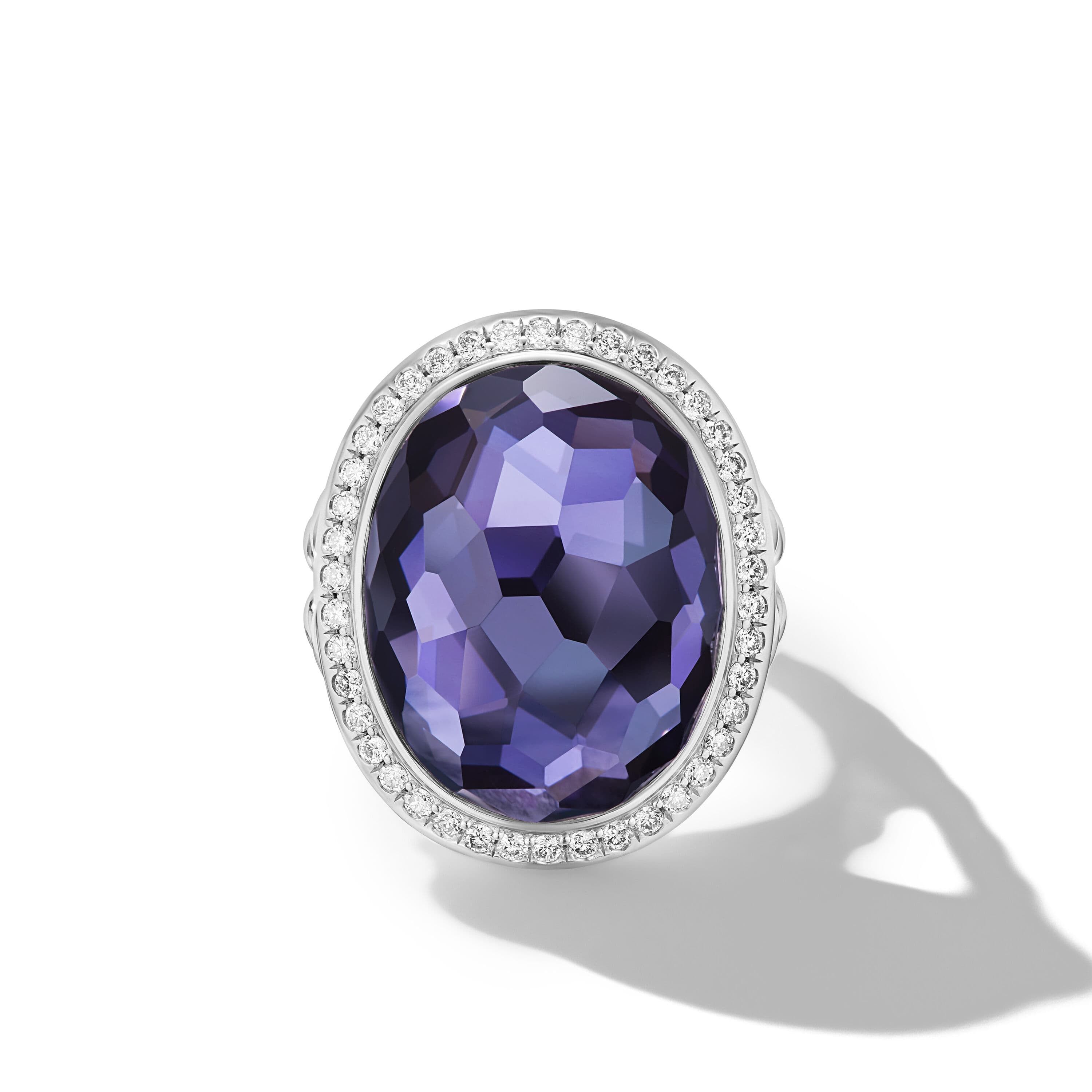 David Yurman Albion Oval Ring in Sterling Silver with Black Orchid and Diamonds 2