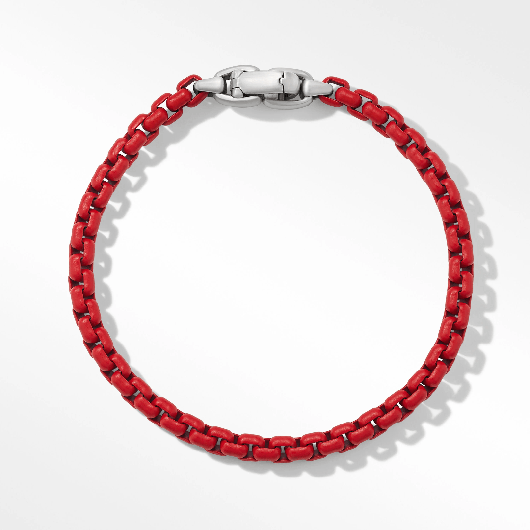 David Yurman Men's Box Chain Bracelet in Red, size large 1
