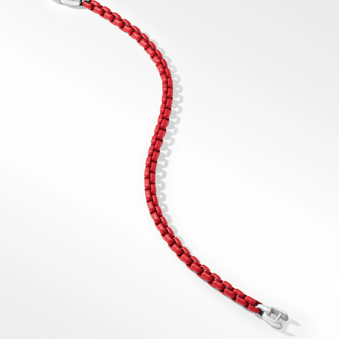 David Yurman Men's Box Chain Bracelet in Red, size large 2