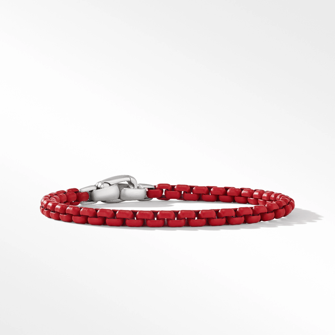 David Yurman Men's Box Chain Bracelet in Red, size large 0