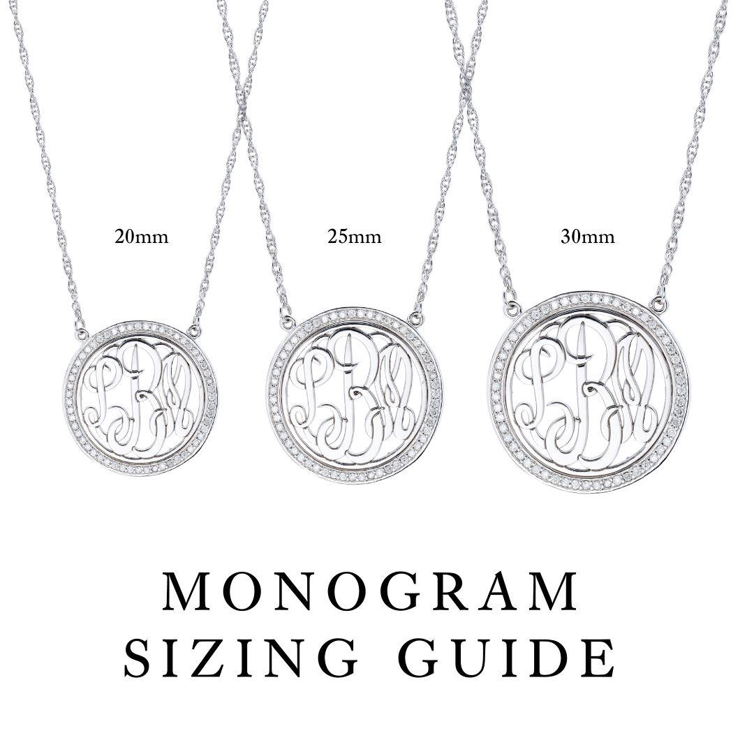 20mm Sterling Silver & Diamond Monogram Circle Pendant Necklace 2