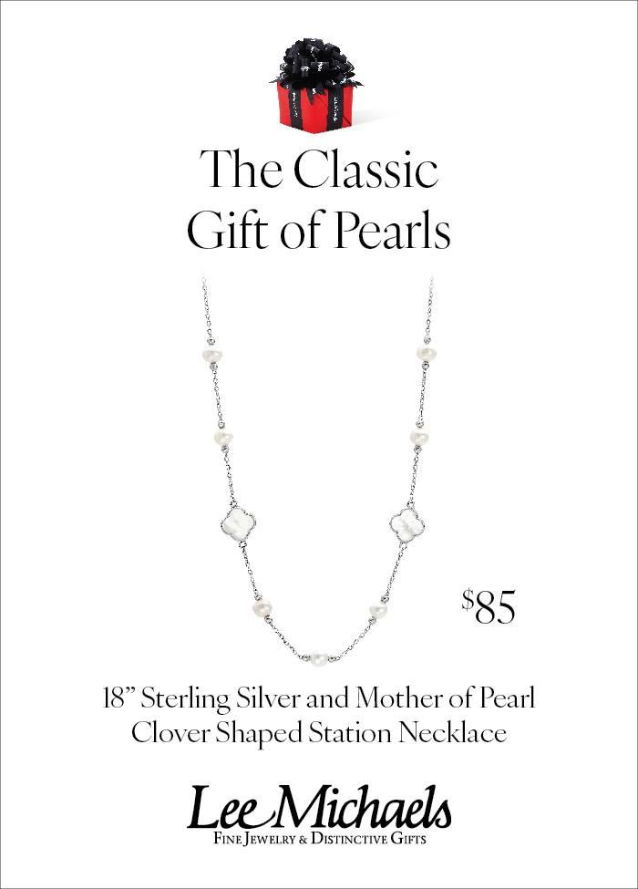 Advertised Mother of Pearl Clover Station Necklace, Holiday 2023