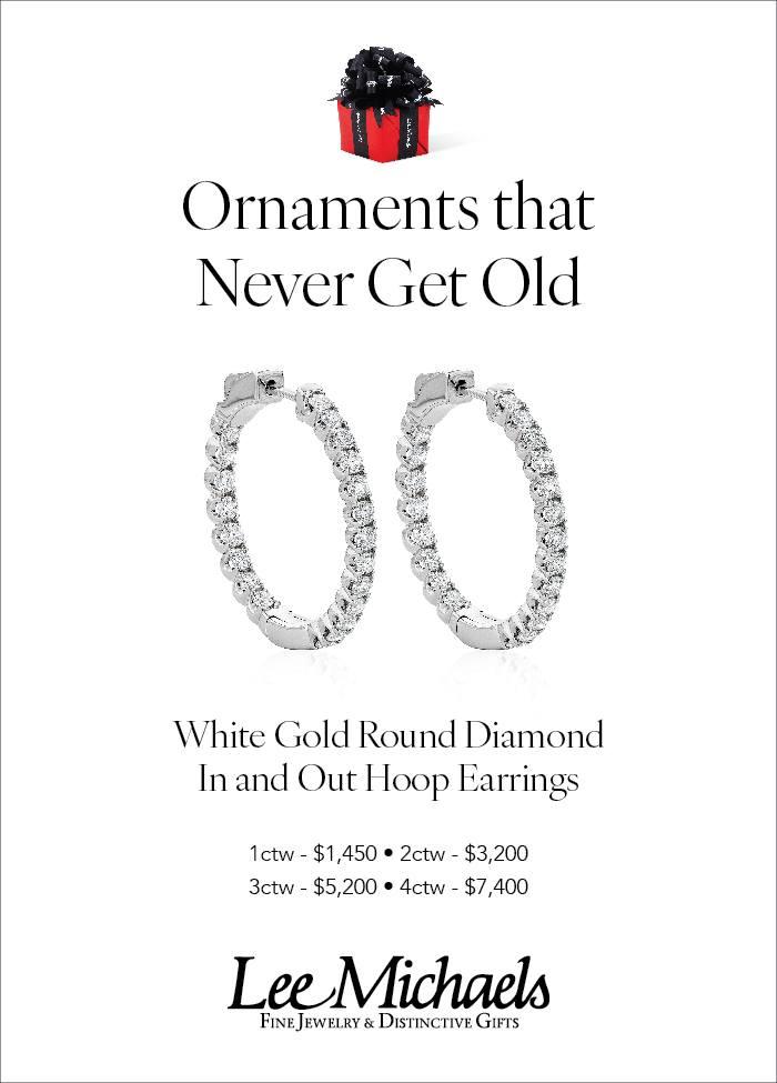Advertised White Gold Diamond Hoop Earrings, Holiday 2023