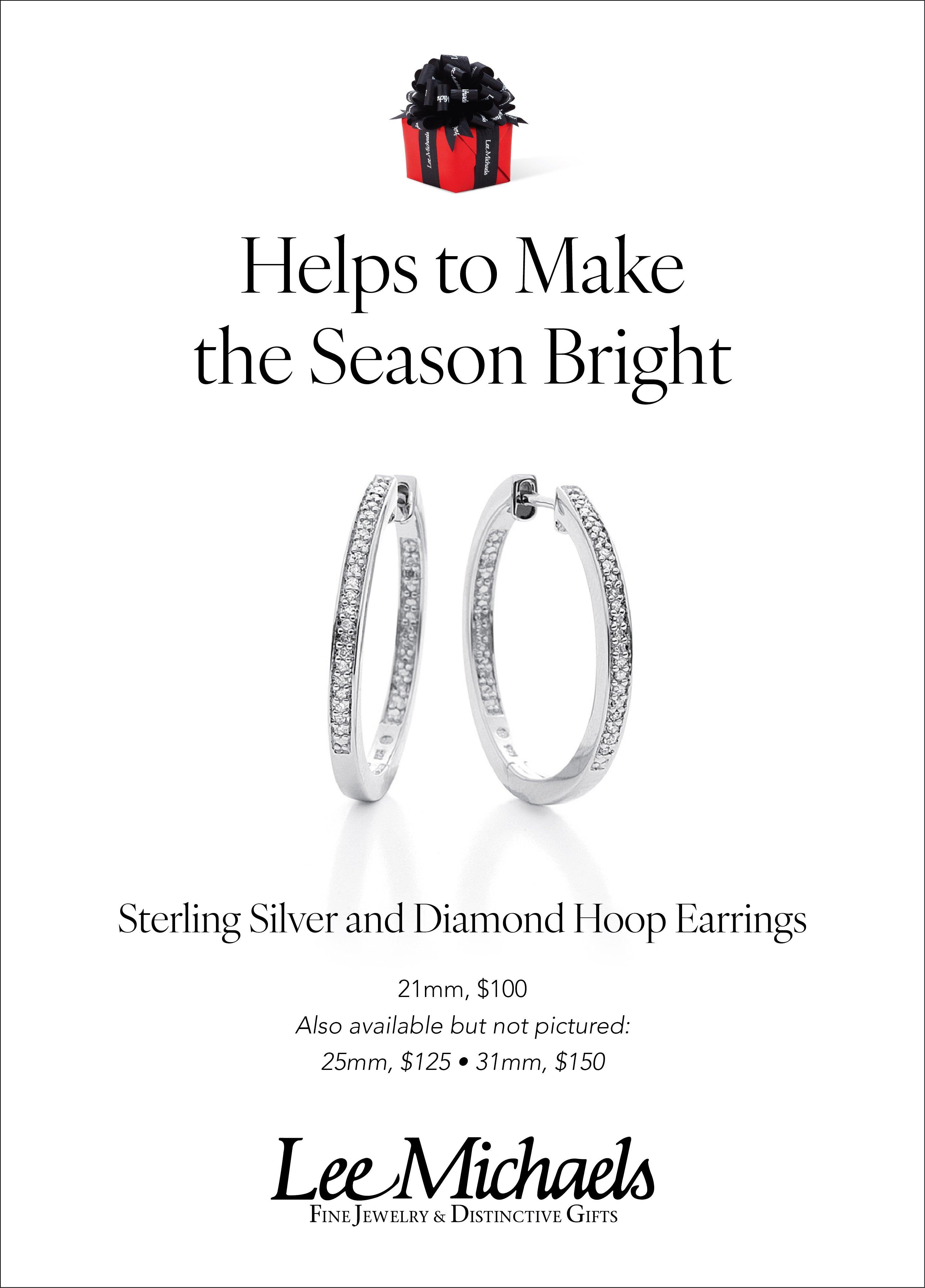 Advertised Silver and Diamond Hoops for $100, Holiday 2023