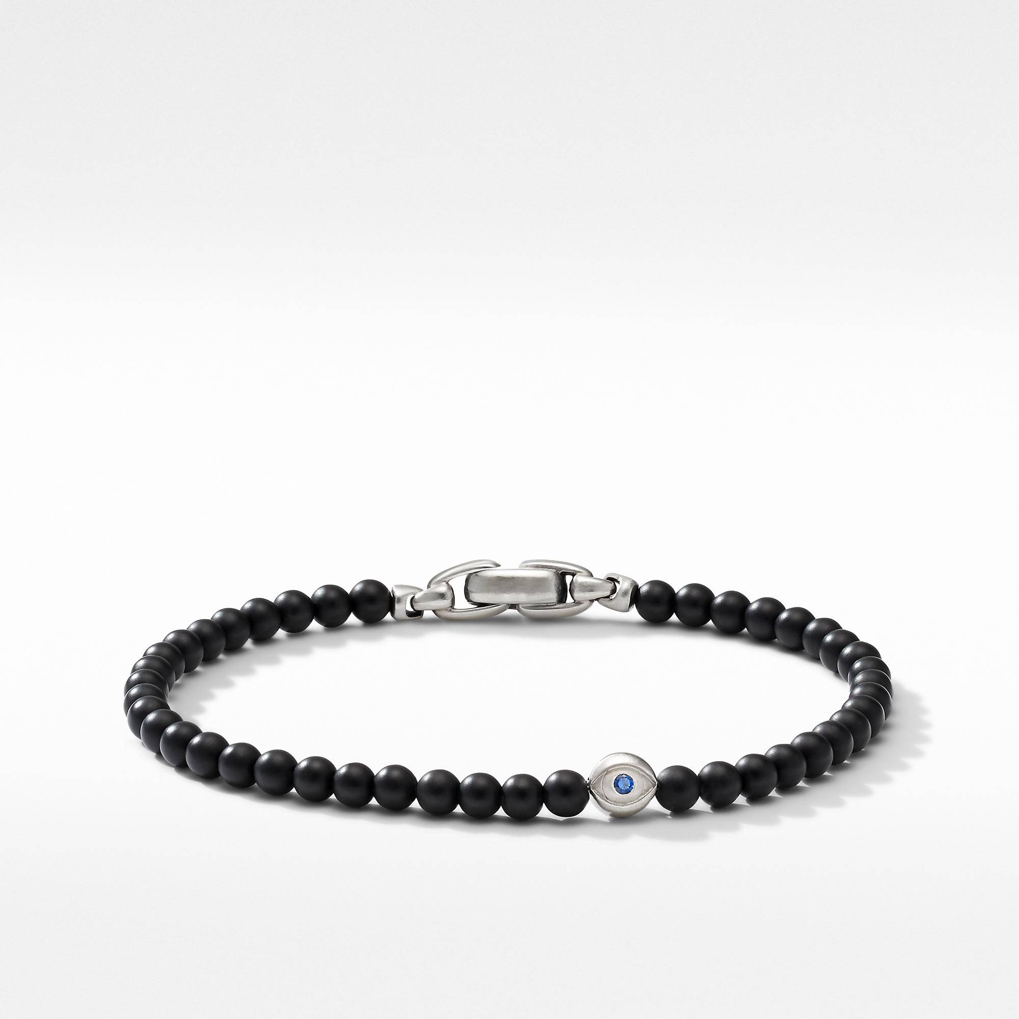 David Yurman Men's Spiritual Beads Evil Eye Bracelet with Black Onyx and Sapphire