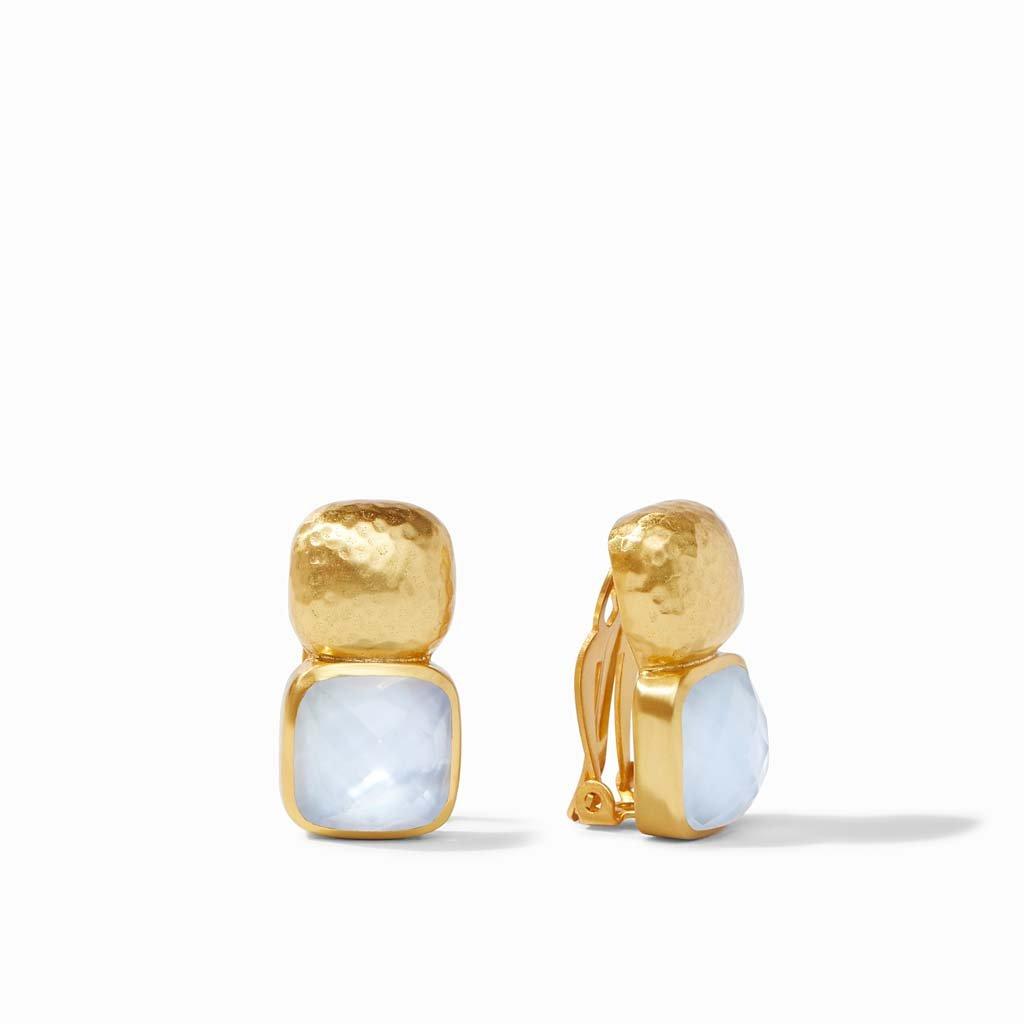 Julie Vos Catalina Clip-On Iridescent Chalcedony Blue