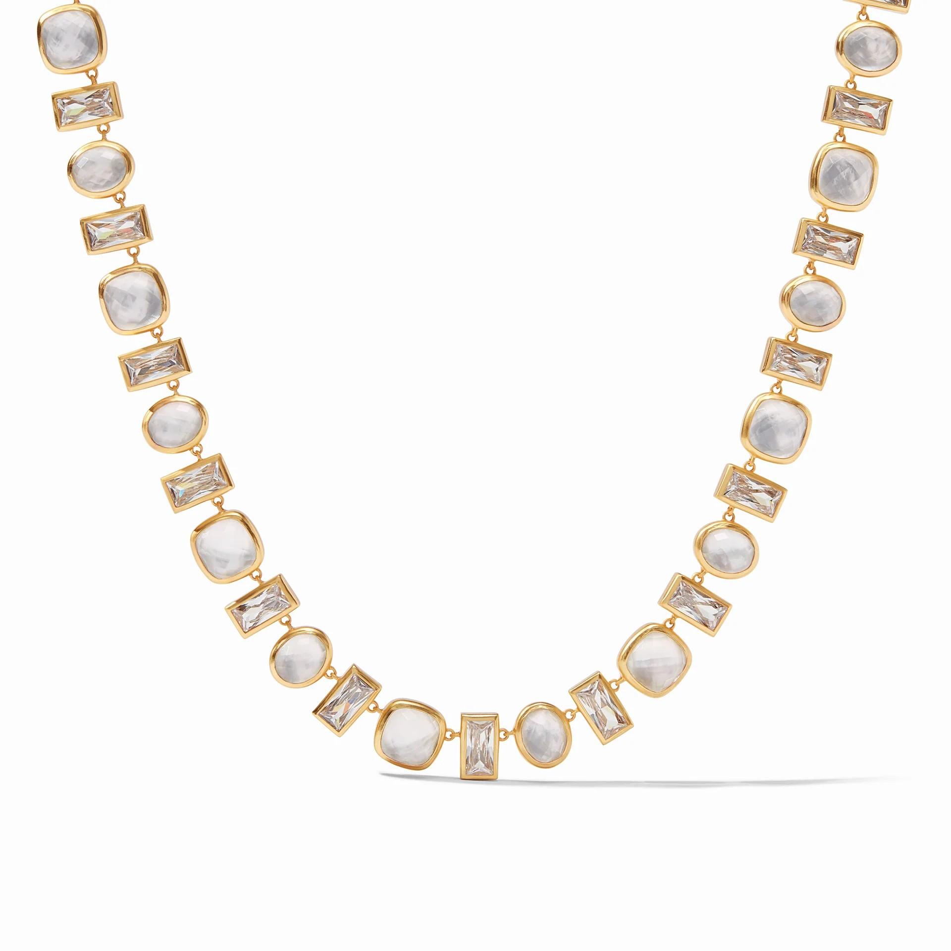 Julie Vos Iridescent Clear Crystal Antonia Tennis Necklace