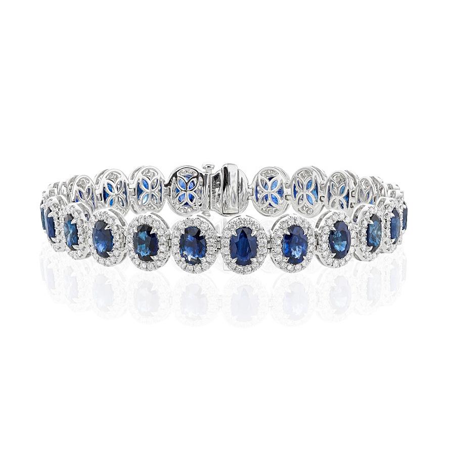 White Gold Oval Sapphire & Diamond Bracelet