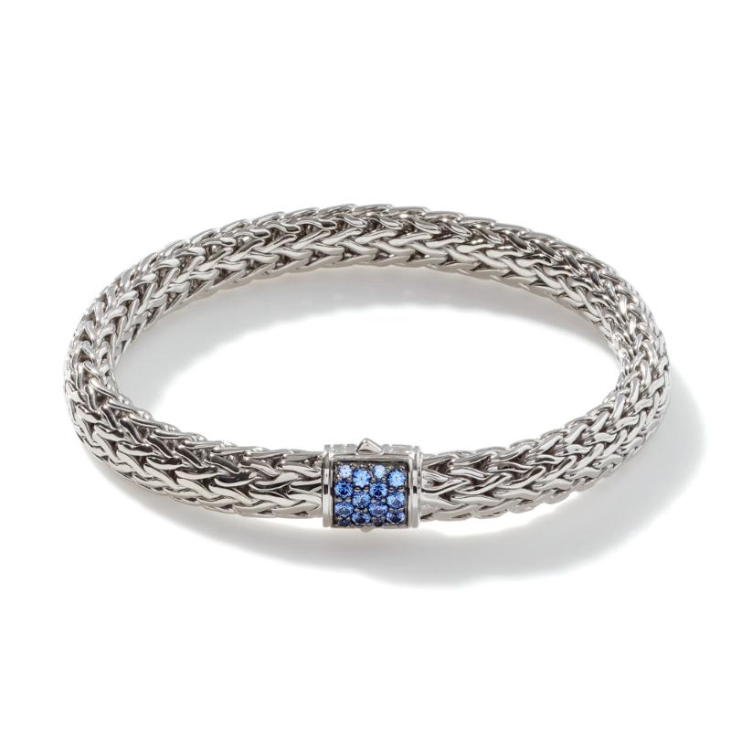 John Hardy Woven 7.5mm Chain Bracelet with Blue Sapphires 0