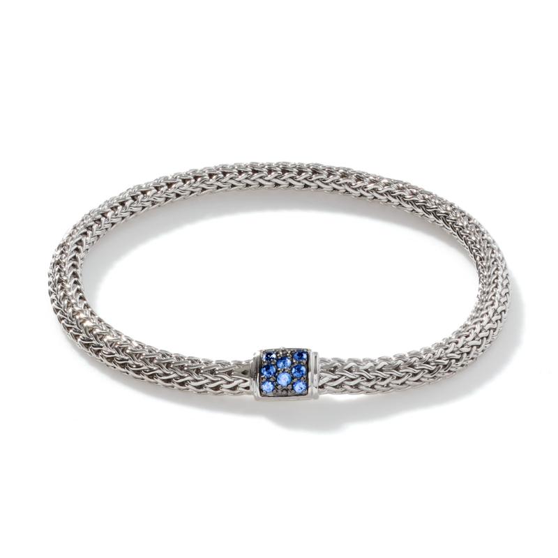 John Hardy Woven 5mm Chain Bracelet with Blue Sapphires