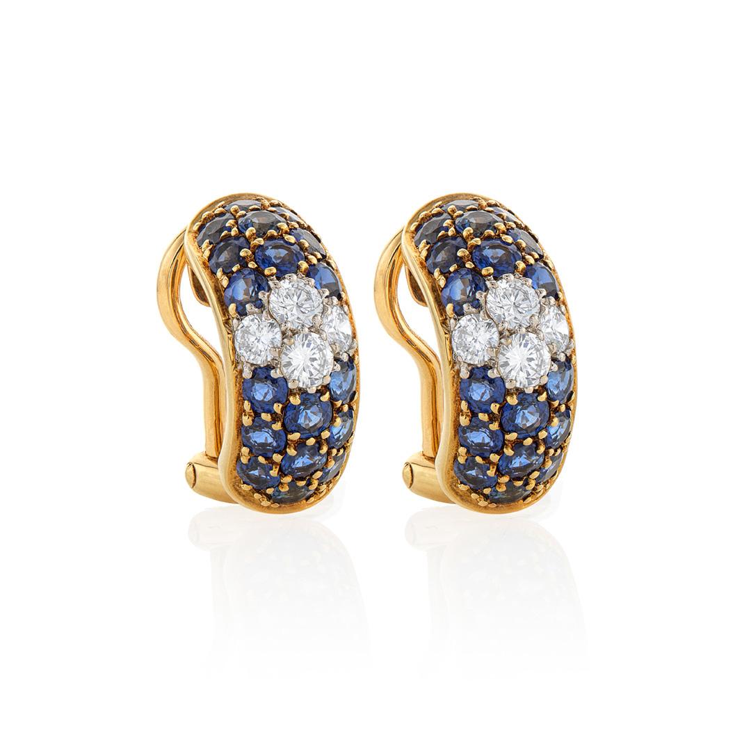 Estate Collection Sapphire and Diamond Domed Hoops