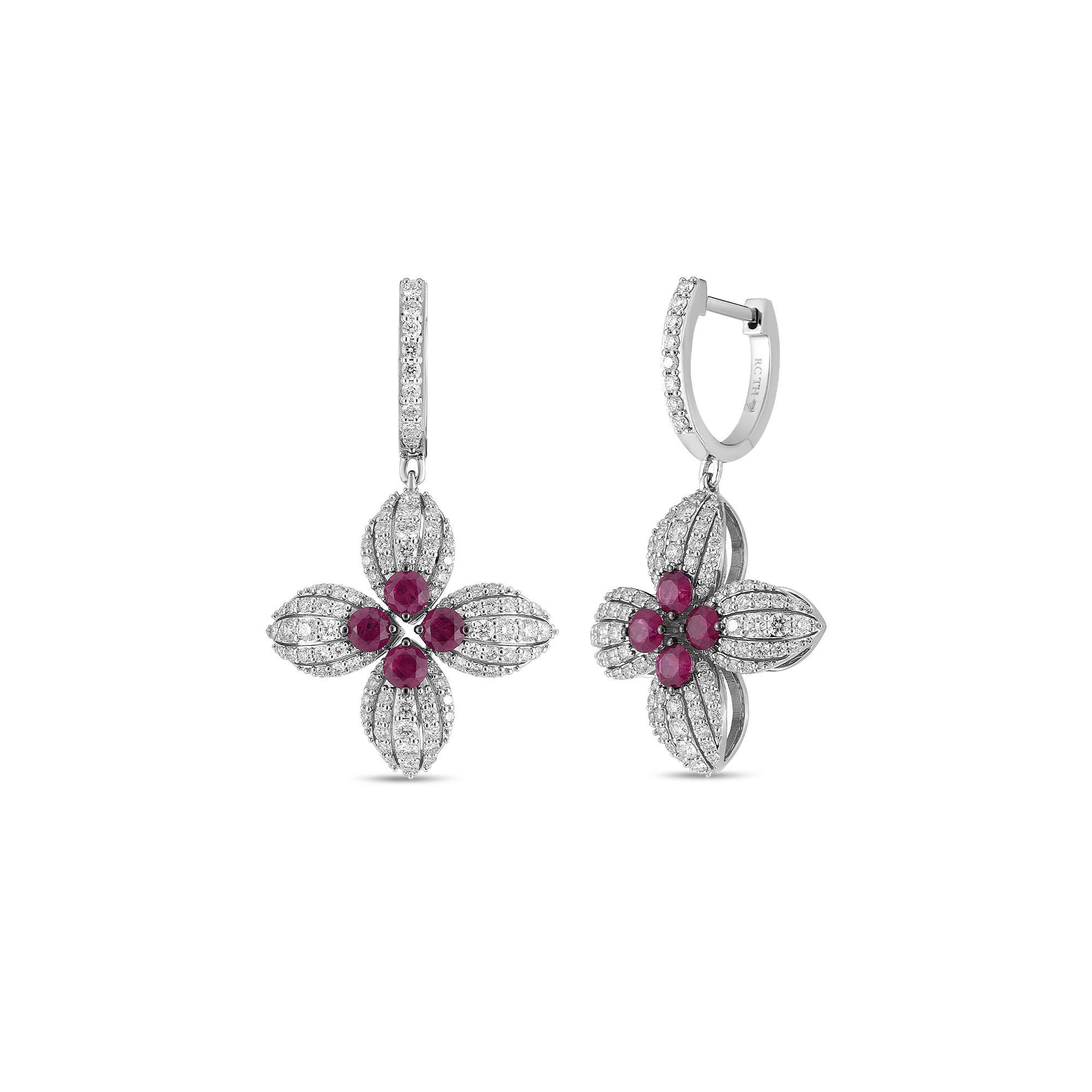 Roberto Coin Love in Verona Ruby and Diamond Flower Earrings