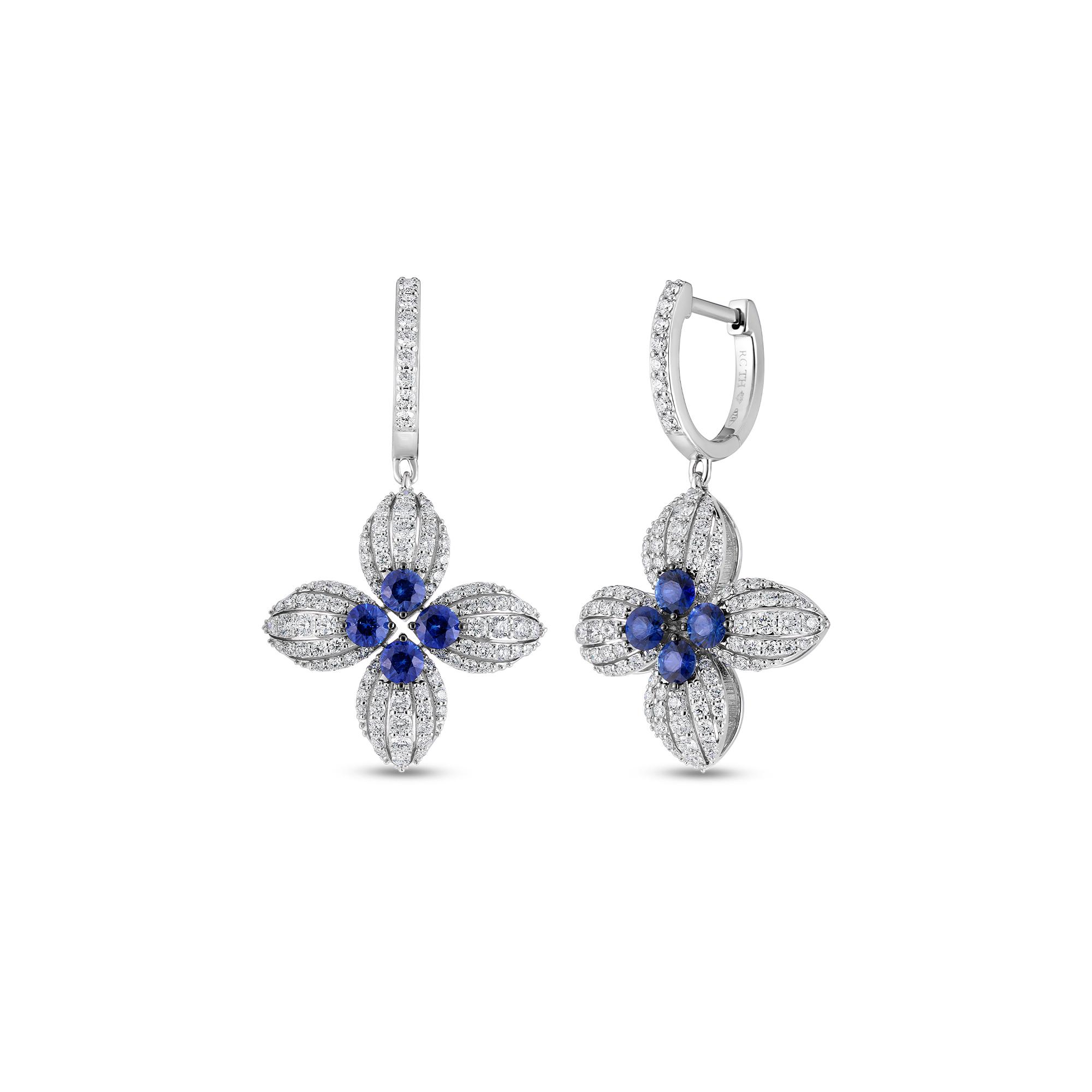 Roberto Coin Love in Verona Sapphire and Diamond Flower Earrings