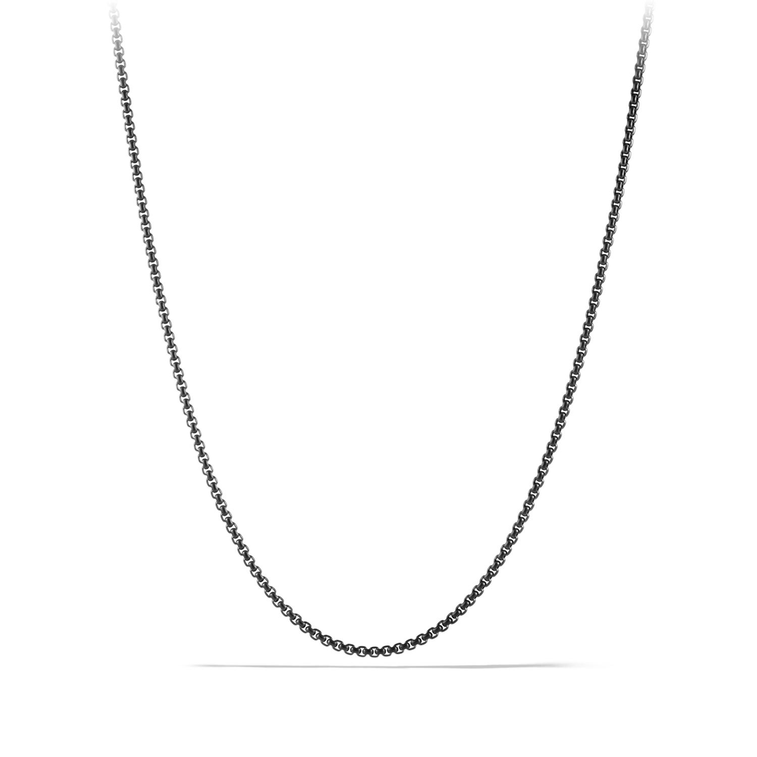 David Yurman Men's small Black Coated Box Chain Necklace, 24 inches