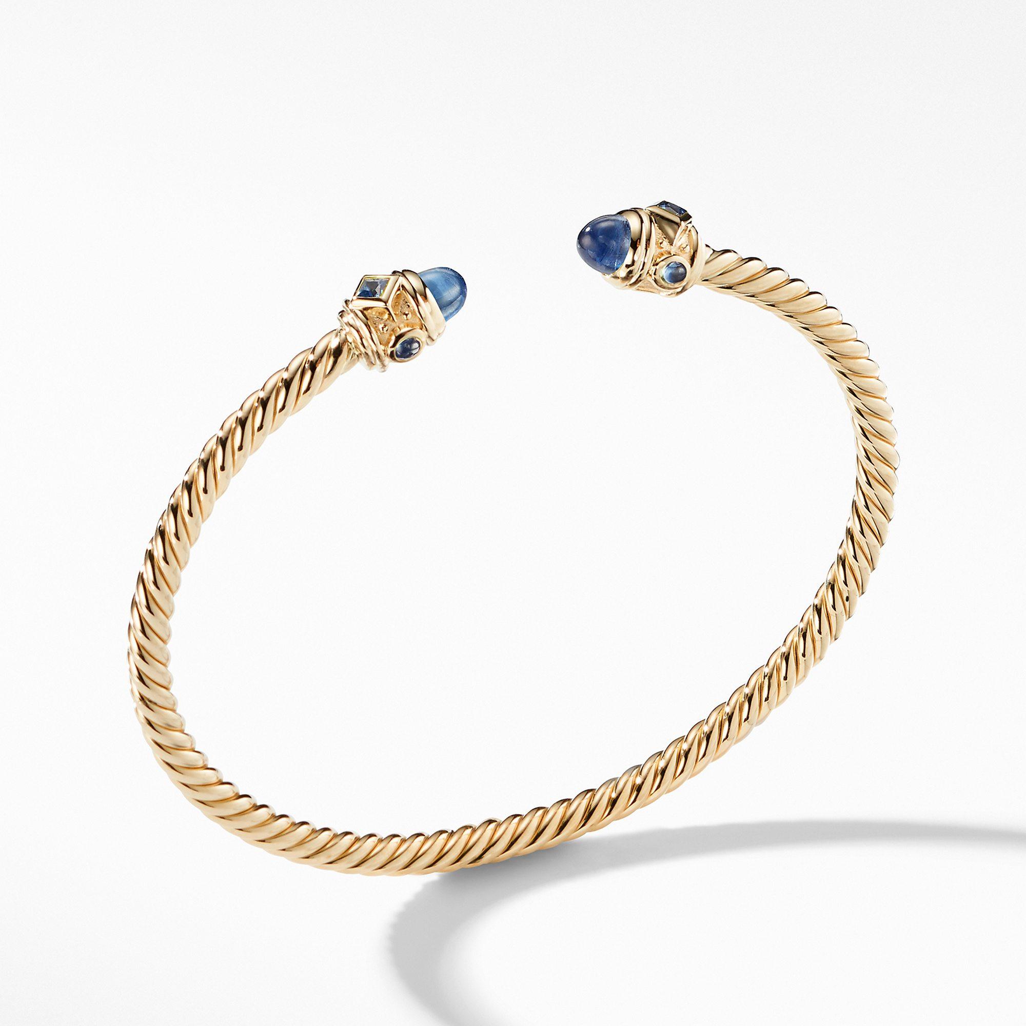 David Yurman Renaissance Petite Bracelet with Light Blue Sapphires in 18k Gold