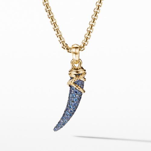 David Yurman Tusk Amulet with Pave Blue and Violet Sapphires and 18K Yellow Gold