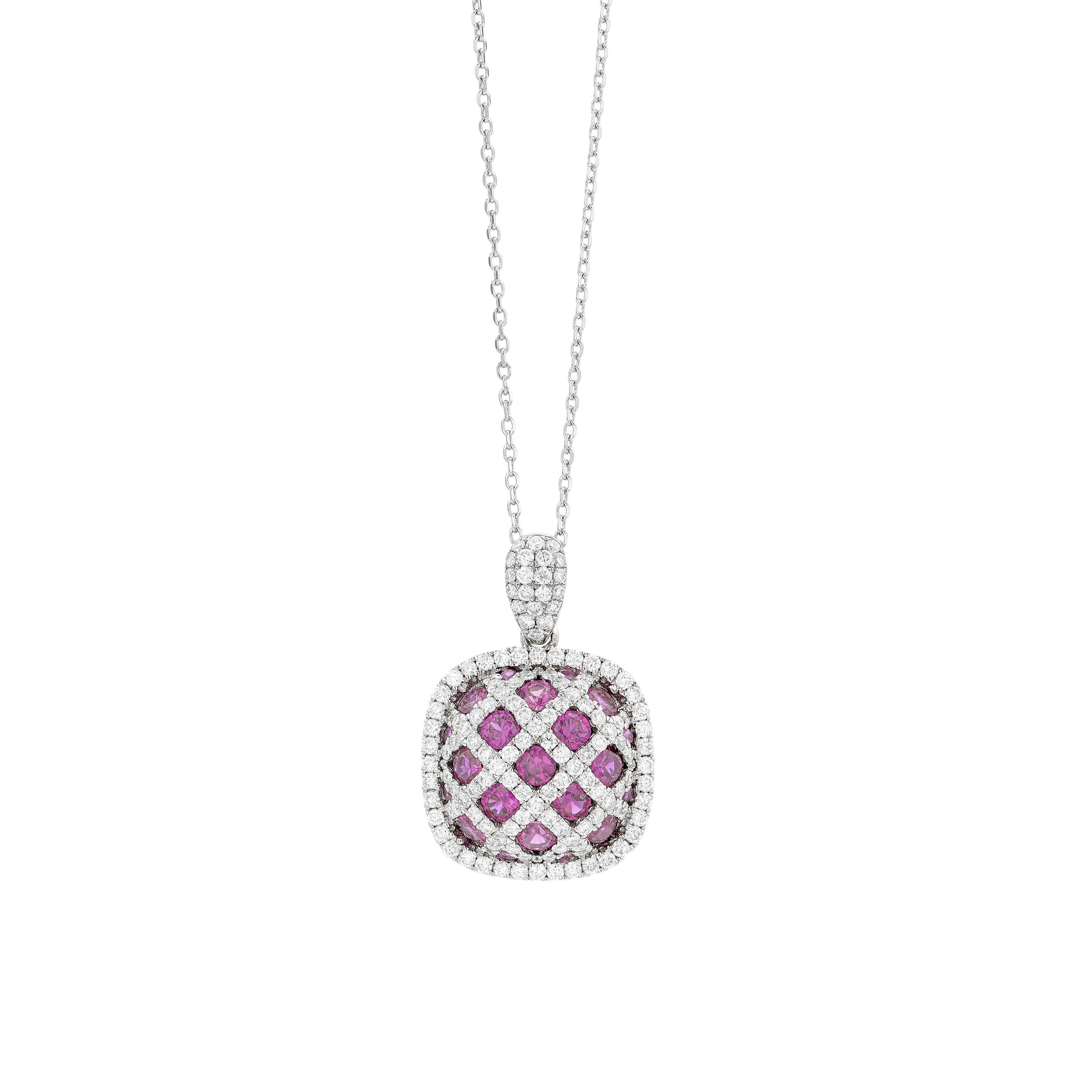 Ruby and Diamond Crisscross Pendant Necklace