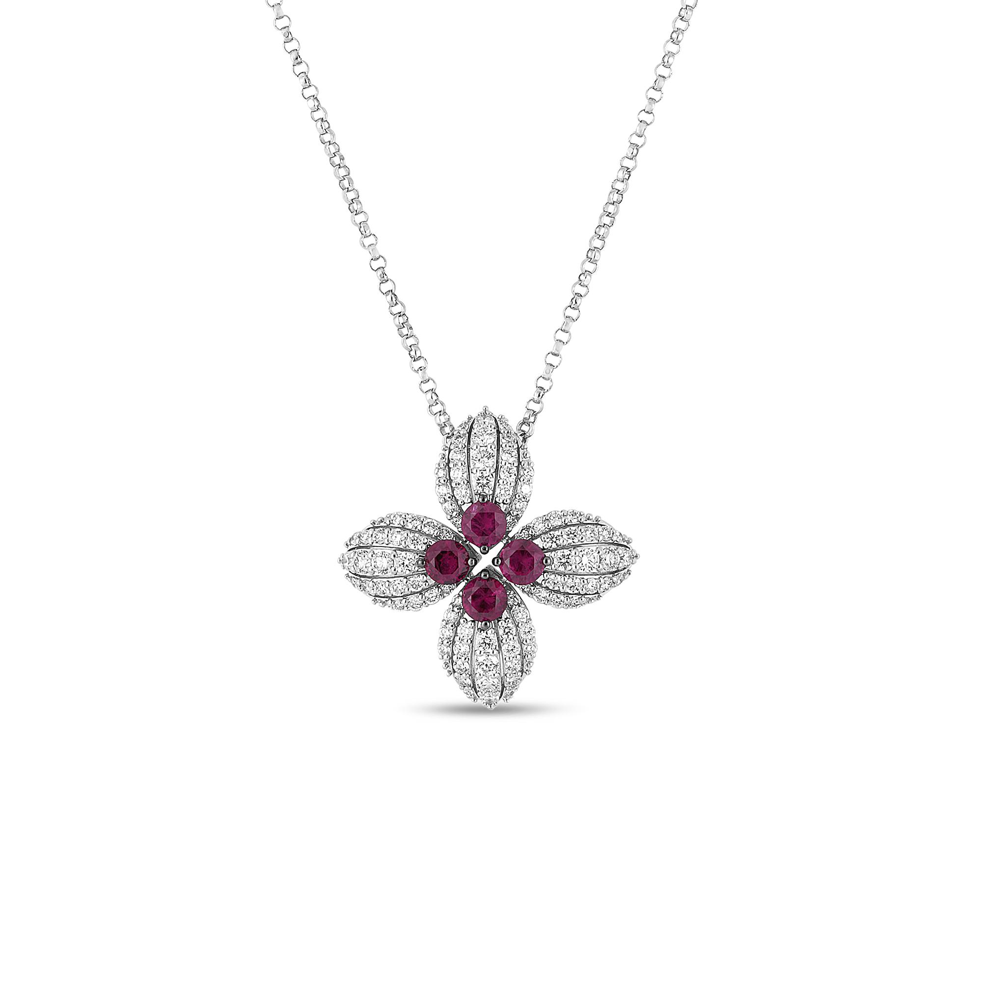 Roberto Coin Love in Verona Ruby and Diamond Flower Necklace 0