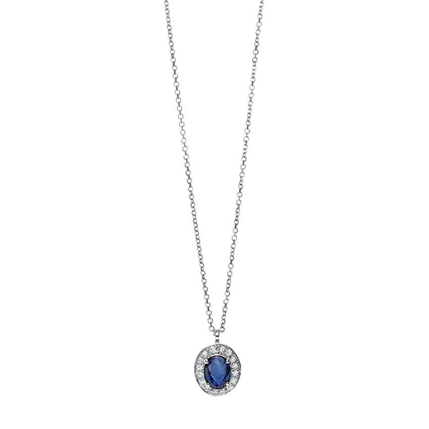 Oval Sapphire & Diamond Pendant Necklace