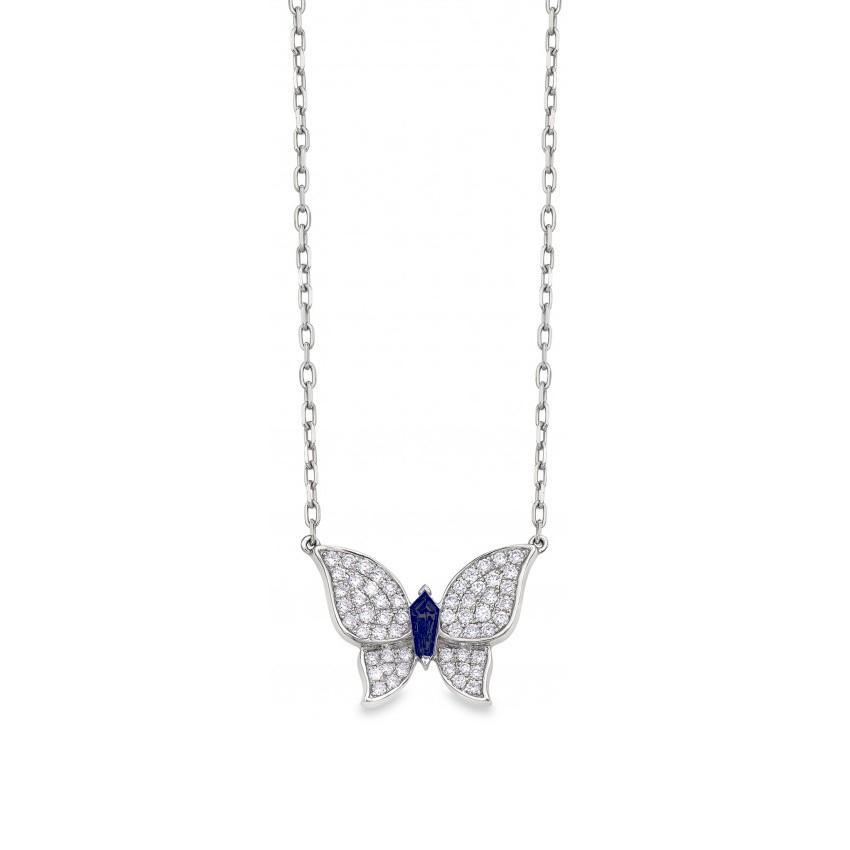 Charles Krypell Diamond and Sapphire Butterfly Necklace