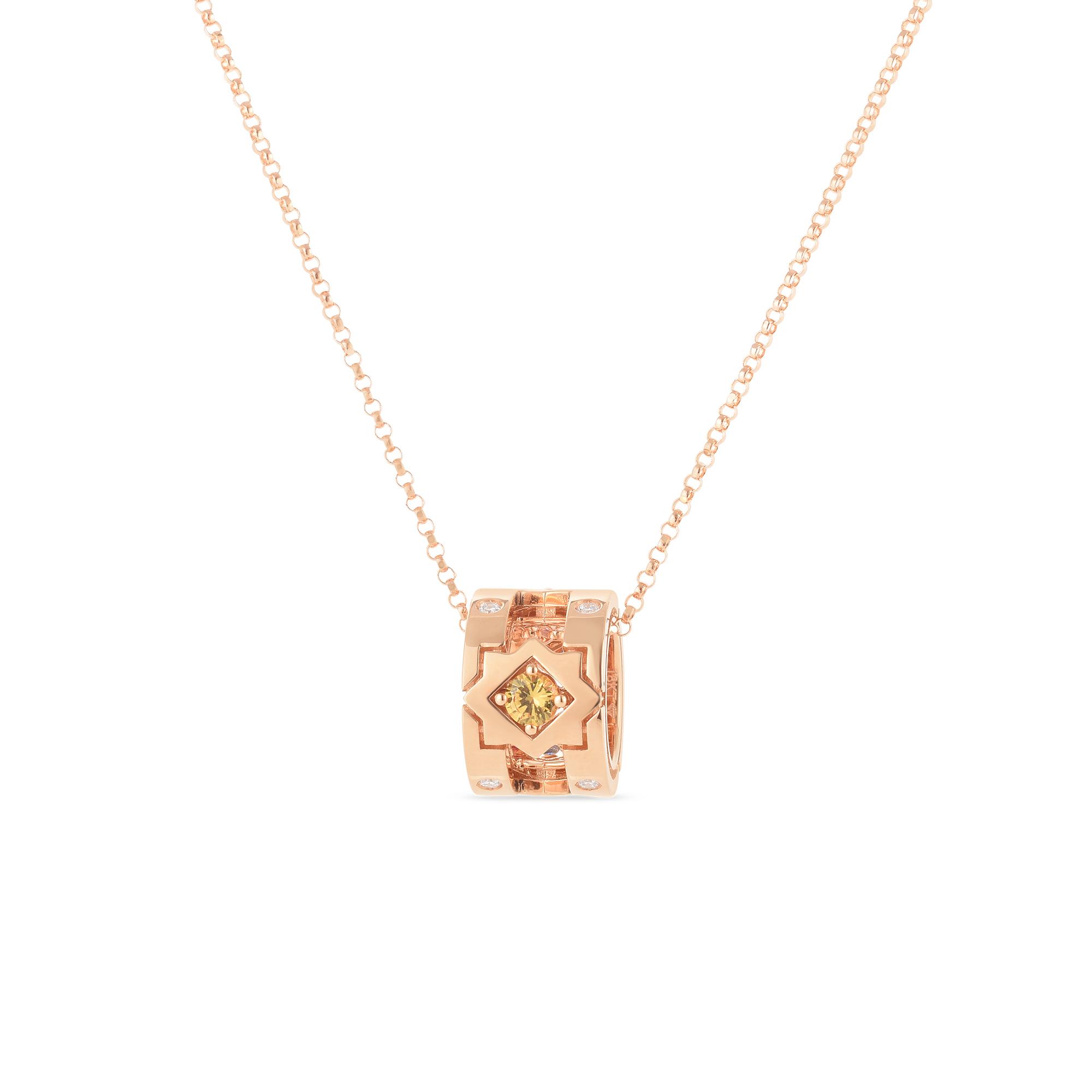 Roberto Coin Navarra Rose Gold Mixed Sapphire Pendant Necklace with Diamonds